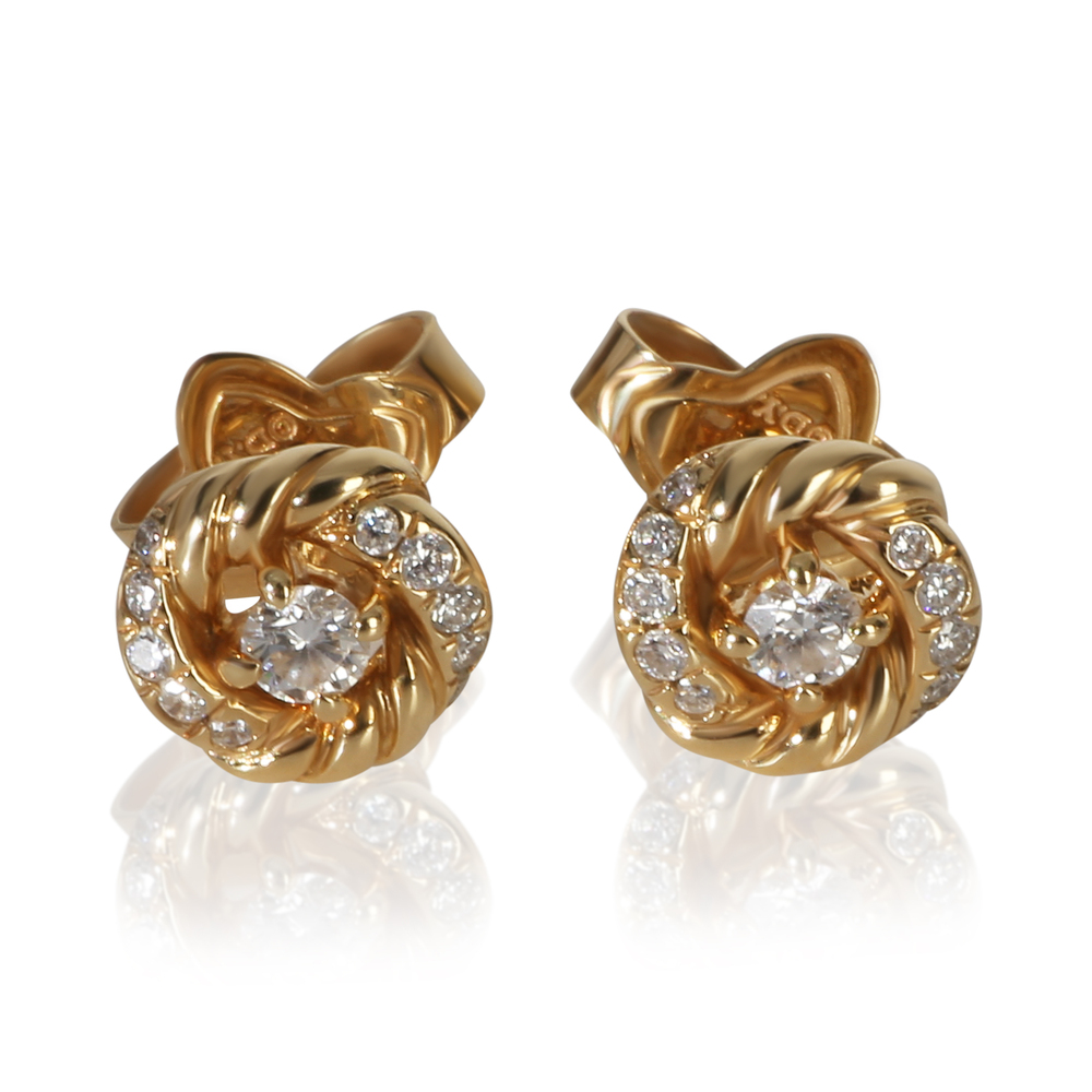 David Yurman Yellow Gold Diamond Petite Infinity Stud Earrings